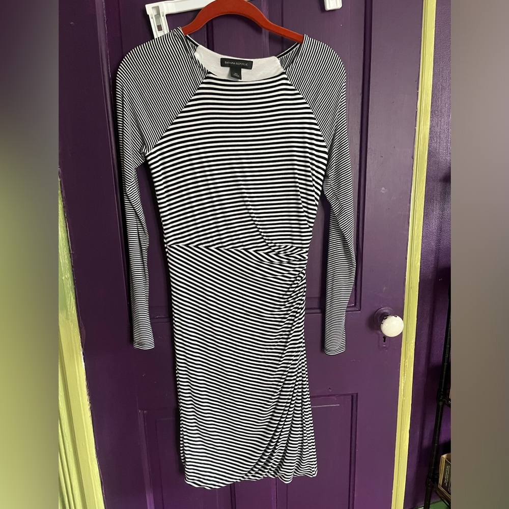 Banana Republic ruched bodycon striped dress